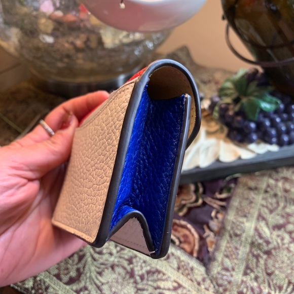 SOLD⛔️Authentic COACH Pebbled leather Colorblock flap snap card case - Picture 3 of 8